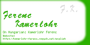 ferenc kamerlohr business card